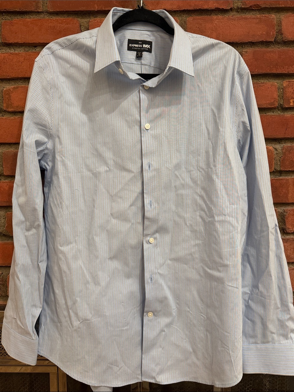 Express Men’s Light Blue Pinstripe Dress Shirt - Classic Collar